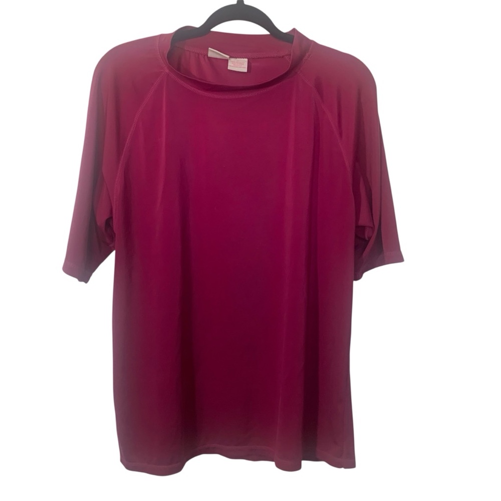 Kanu UPF 50+ Sun Protection Dark Pink Short Sleeve Rash Guard Swim Shirt Top 2x